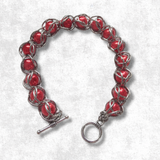 Bright Red Captured Bead Chainmaille Bracelet