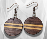 Nature's Symphony: Round Inlay Wood Earrings Crafted from Walnut and Basswood