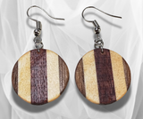 Unique Small Round Inlay Wood Earrings: Vibrant Multicolored Designs