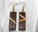 Woodland Harmony: Walnut and Basswood Rectangle Inlay Wood Earrings – Handcrafted Artistry for a Distinctive and Nature-Inspired Style.