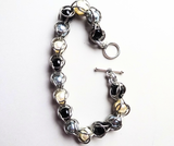 black gray and pearl captured bead chainmaille bracelet