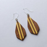 hexagon inlay wood earrings with plastic ear hooks