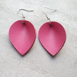 Hot Pink Leather Pinch Earrings – Stylish, Lightweight & Unique