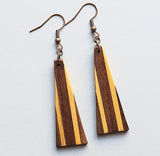 long triangular inlay wood earrings