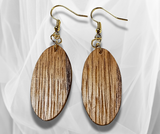 Sculpted Sophistication: Oval Inlay Wood Earrings