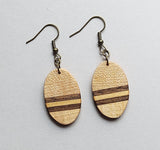 small oval inlay wood earrings