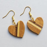 small red oak with walnut and basswood strip earrings