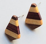 small hexagon inlay wood post earrings