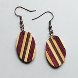 small oval bloodwood, walnut and basswood earrings