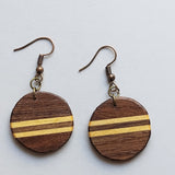 Nature's Symphony: Round Inlay Wood Earrings Crafted from Walnut and Basswood