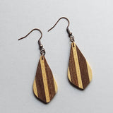 Timeless Sophistication: Long Teardrop Inlay Wood Earrings