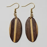 walnut with small basswood stripe inlay earrings
