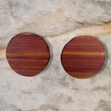 round one inch cedar wood earrings