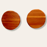 round one inch cedar wood earrings